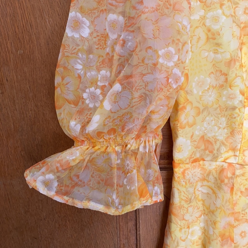 Vintage Yellow Floral Maxi Dress - Picture 3 of 15